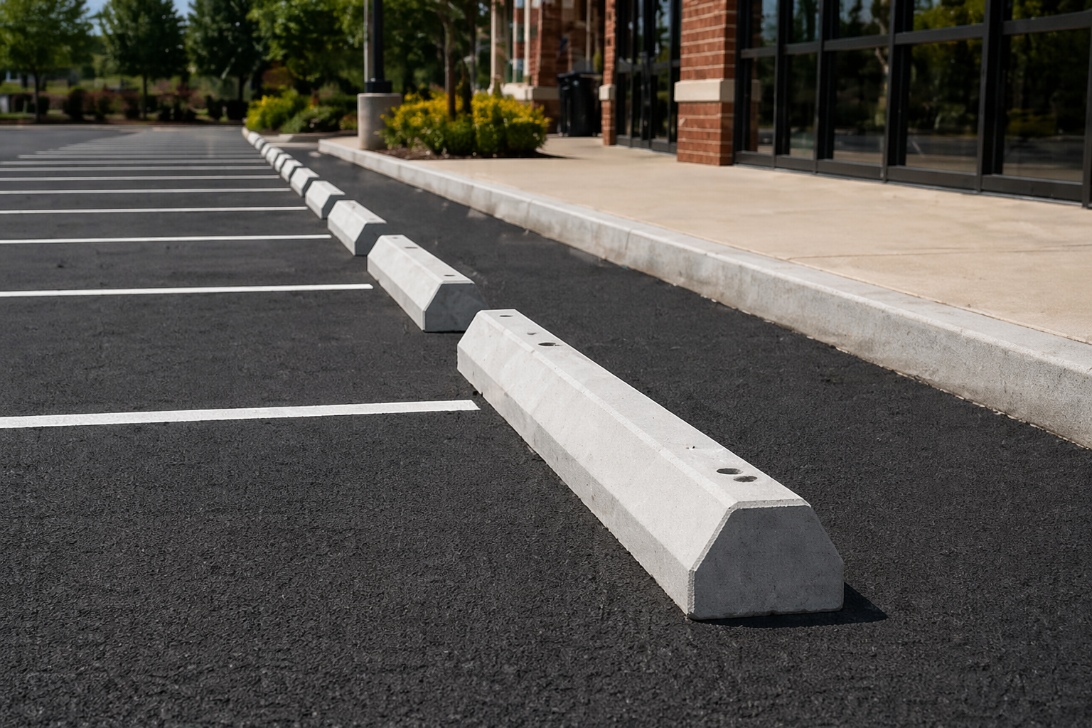 Concrete car stops for parking lots in Houston TX
