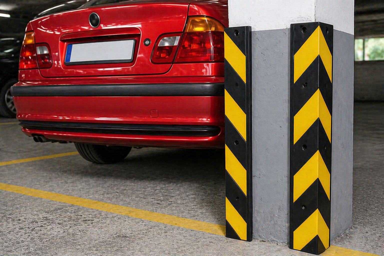 Rubber corner protectors and corner guards for parking garages in Houston TX